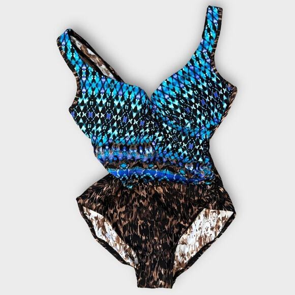 Miraclesuit Untamed It's A Wrap One Piece Swimsuit Size US/10 - Picture 2 of 8